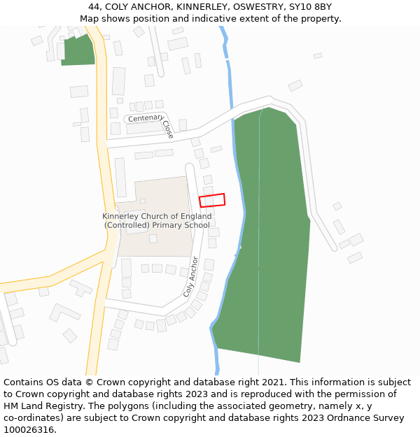 44, COLY ANCHOR, KINNERLEY, OSWESTRY, SY10 8BY: Location map and indicative extent of plot