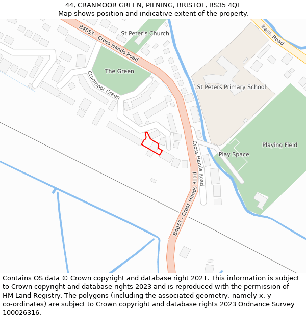 44, CRANMOOR GREEN, PILNING, BRISTOL, BS35 4QF: Location map and indicative extent of plot