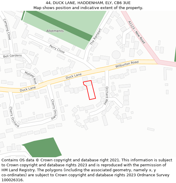 44, DUCK LANE, HADDENHAM, ELY, CB6 3UE: Location map and indicative extent of plot