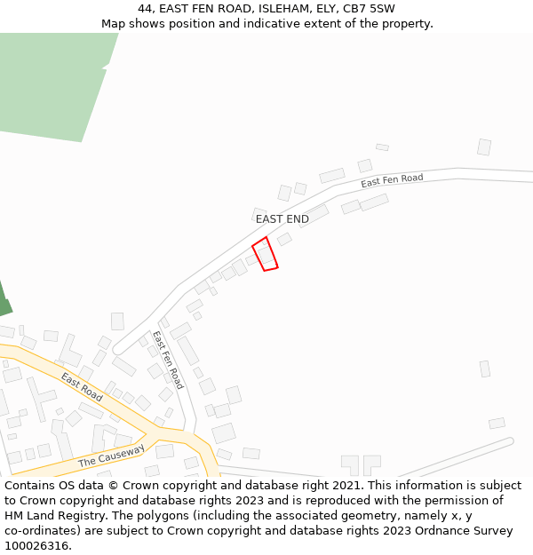 44, EAST FEN ROAD, ISLEHAM, ELY, CB7 5SW: Location map and indicative extent of plot