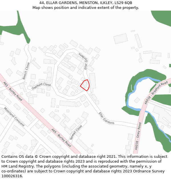 44, ELLAR GARDENS, MENSTON, ILKLEY, LS29 6QB: Location map and indicative extent of plot