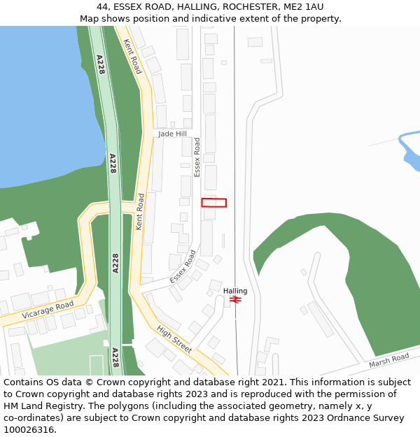 44, ESSEX ROAD, HALLING, ROCHESTER, ME2 1AU: Location map and indicative extent of plot