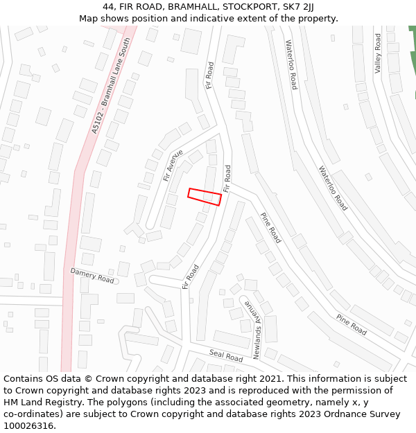 44, FIR ROAD, BRAMHALL, STOCKPORT, SK7 2JJ: Location map and indicative extent of plot