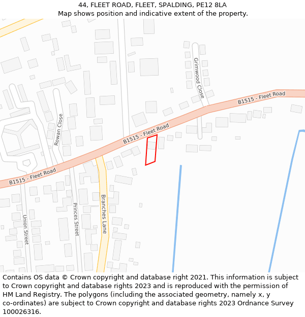 44, FLEET ROAD, FLEET, SPALDING, PE12 8LA: Location map and indicative extent of plot