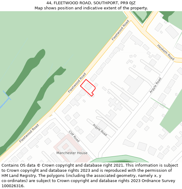 44, FLEETWOOD ROAD, SOUTHPORT, PR9 0JZ: Location map and indicative extent of plot