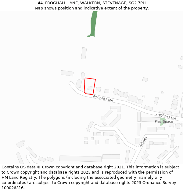 44, FROGHALL LANE, WALKERN, STEVENAGE, SG2 7PH: Location map and indicative extent of plot