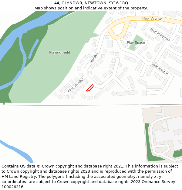 44, GLANDWR, NEWTOWN, SY16 1RQ: Location map and indicative extent of plot