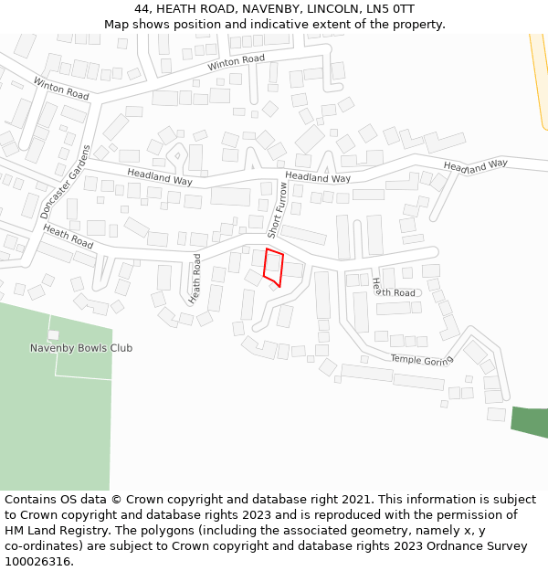 44, HEATH ROAD, NAVENBY, LINCOLN, LN5 0TT: Location map and indicative extent of plot