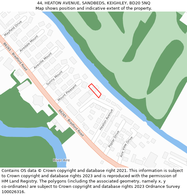 44, HEATON AVENUE, SANDBEDS, KEIGHLEY, BD20 5NQ: Location map and indicative extent of plot