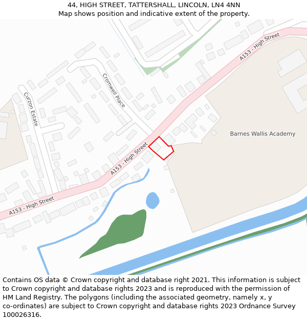 44, HIGH STREET, TATTERSHALL, LINCOLN, LN4 4NN: Location map and indicative extent of plot