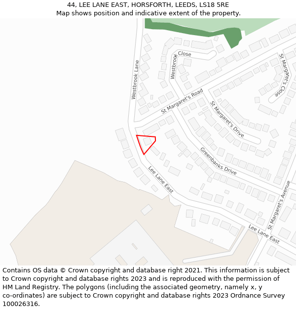 44, LEE LANE EAST, HORSFORTH, LEEDS, LS18 5RE: Location map and indicative extent of plot