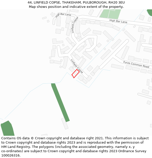 44, LINFIELD COPSE, THAKEHAM, PULBOROUGH, RH20 3EU: Location map and indicative extent of plot