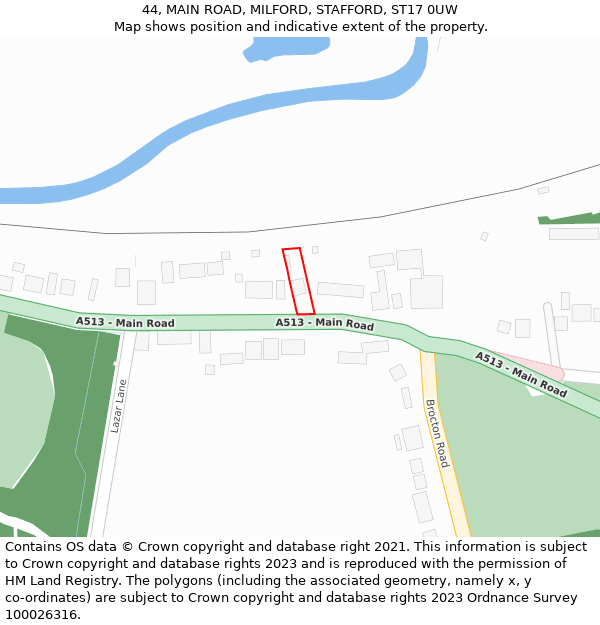 44, MAIN ROAD, MILFORD, STAFFORD, ST17 0UW: Location map and indicative extent of plot