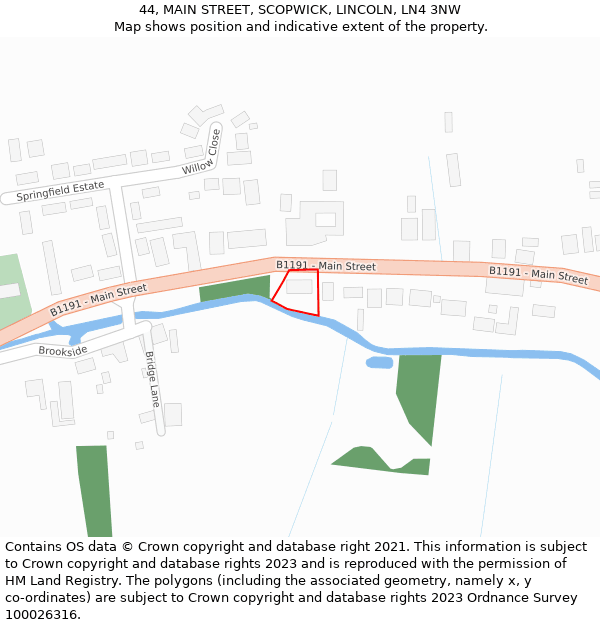 44, MAIN STREET, SCOPWICK, LINCOLN, LN4 3NW: Location map and indicative extent of plot