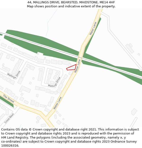 44, MALLINGS DRIVE, BEARSTED, MAIDSTONE, ME14 4HF: Location map and indicative extent of plot