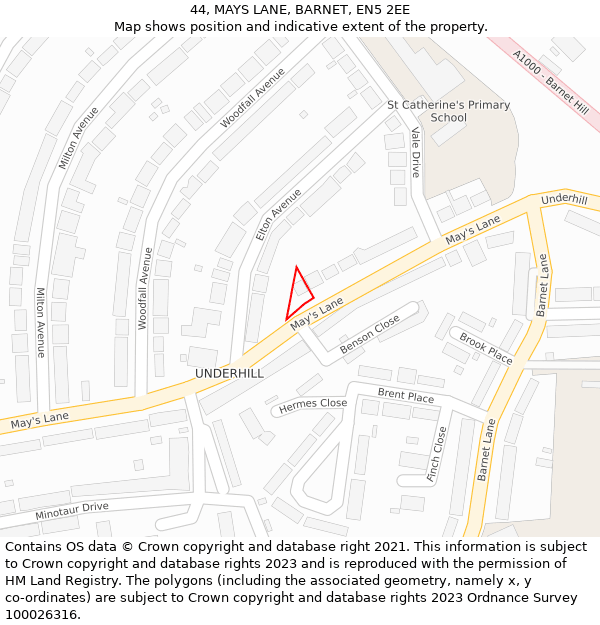 44, MAYS LANE, BARNET, EN5 2EE: Location map and indicative extent of plot