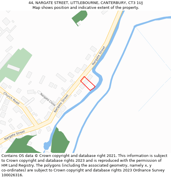 44, NARGATE STREET, LITTLEBOURNE, CANTERBURY, CT3 1UJ: Location map and indicative extent of plot