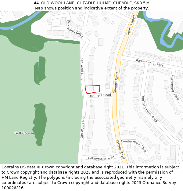 44, OLD WOOL LANE, CHEADLE HULME, CHEADLE, SK8 5JA: Location map and indicative extent of plot