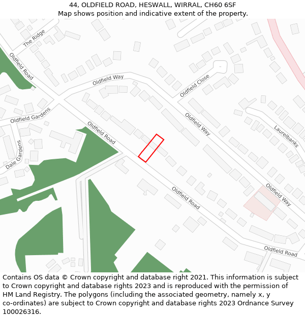 44, OLDFIELD ROAD, HESWALL, WIRRAL, CH60 6SF: Location map and indicative extent of plot