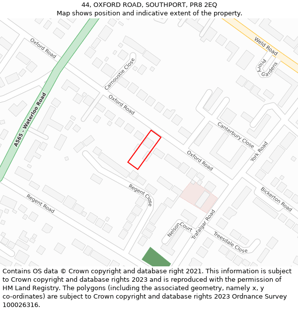 44, OXFORD ROAD, SOUTHPORT, PR8 2EQ: Location map and indicative extent of plot