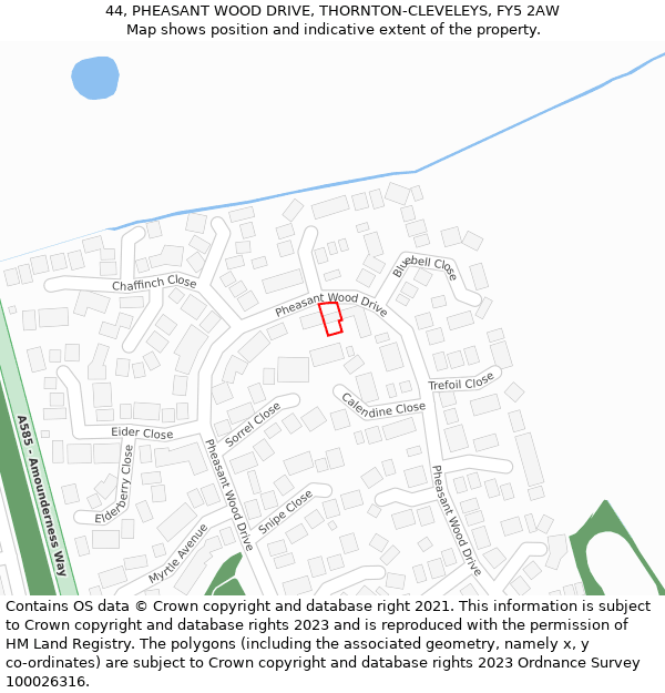 44, PHEASANT WOOD DRIVE, THORNTON-CLEVELEYS, FY5 2AW: Location map and indicative extent of plot