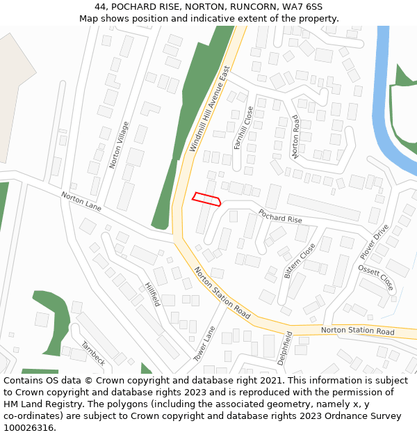 44, POCHARD RISE, NORTON, RUNCORN, WA7 6SS: Location map and indicative extent of plot