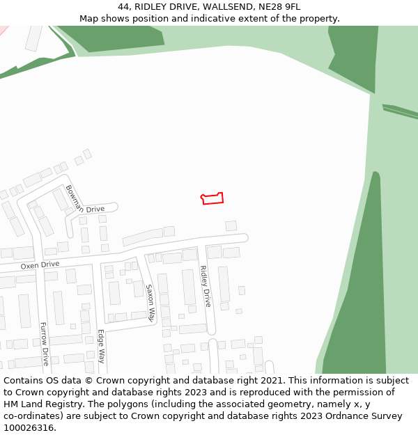 44, RIDLEY DRIVE, WALLSEND, NE28 9FL: Location map and indicative extent of plot