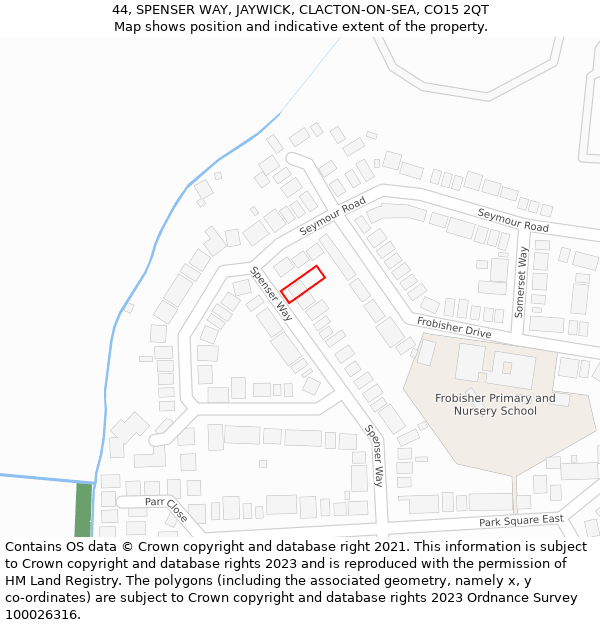 44, SPENSER WAY, JAYWICK, CLACTON-ON-SEA, CO15 2QT: Location map and indicative extent of plot