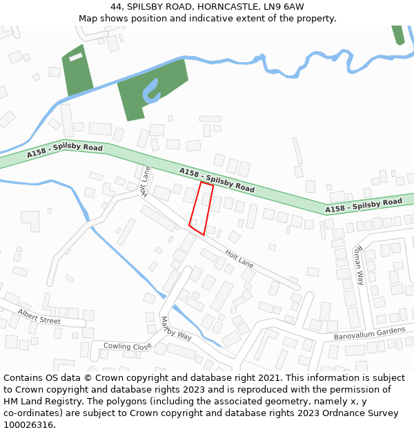 44, SPILSBY ROAD, HORNCASTLE, LN9 6AW: Location map and indicative extent of plot