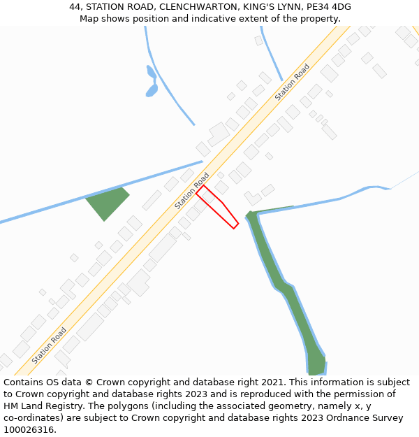 44, STATION ROAD, CLENCHWARTON, KING'S LYNN, PE34 4DG: Location map and indicative extent of plot