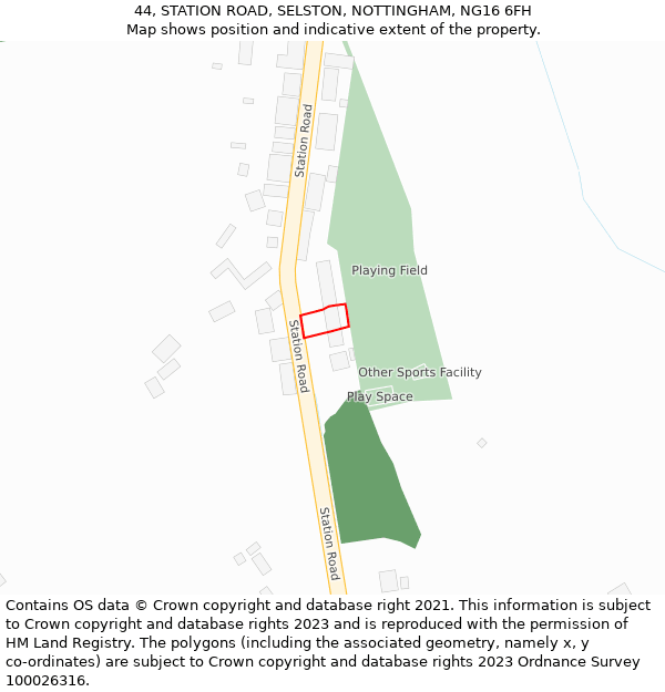 44, STATION ROAD, SELSTON, NOTTINGHAM, NG16 6FH: Location map and indicative extent of plot