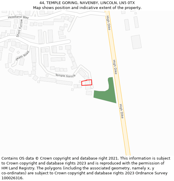 44, TEMPLE GORING, NAVENBY, LINCOLN, LN5 0TX: Location map and indicative extent of plot