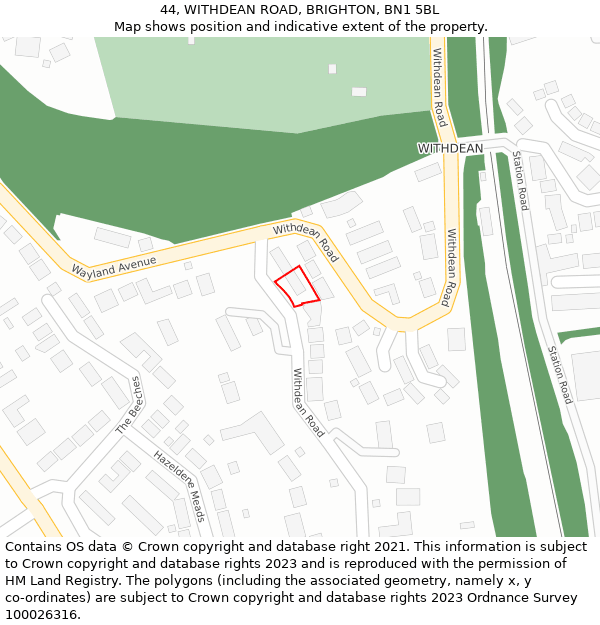 44, WITHDEAN ROAD, BRIGHTON, BN1 5BL: Location map and indicative extent of plot