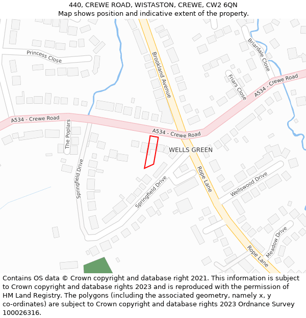 440, CREWE ROAD, WISTASTON, CREWE, CW2 6QN: Location map and indicative extent of plot