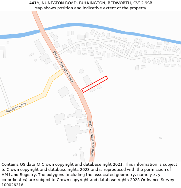 441A, NUNEATON ROAD, BULKINGTON, BEDWORTH, CV12 9SB: Location map and indicative extent of plot