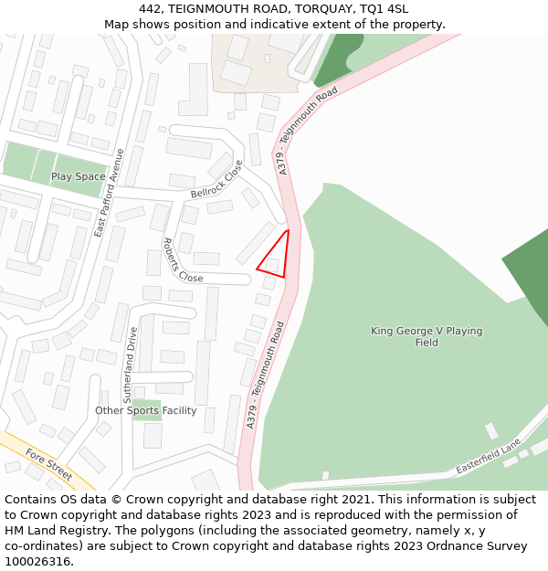 442, TEIGNMOUTH ROAD, TORQUAY, TQ1 4SL: Location map and indicative extent of plot