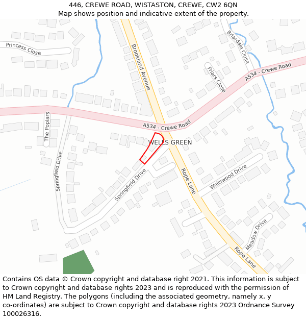 446, CREWE ROAD, WISTASTON, CREWE, CW2 6QN: Location map and indicative extent of plot