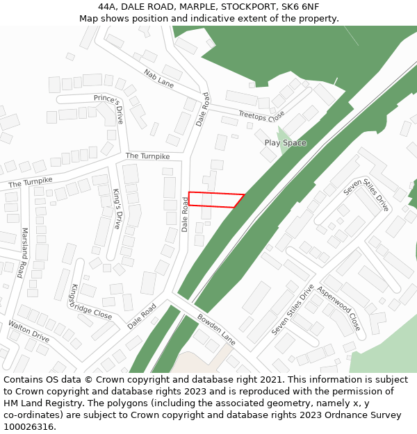 44A, DALE ROAD, MARPLE, STOCKPORT, SK6 6NF: Location map and indicative extent of plot