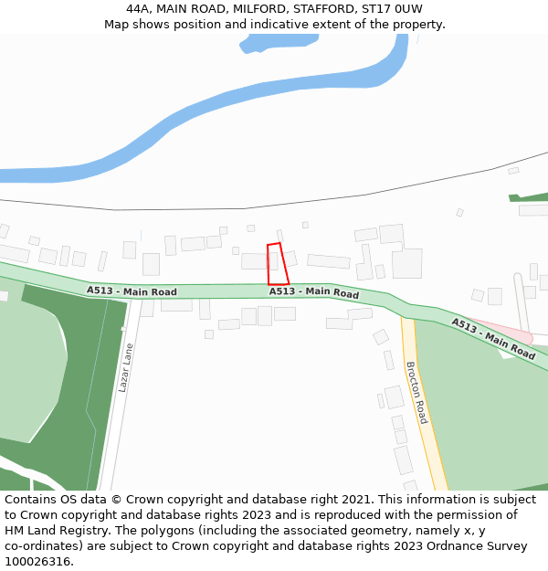 44A, MAIN ROAD, MILFORD, STAFFORD, ST17 0UW: Location map and indicative extent of plot