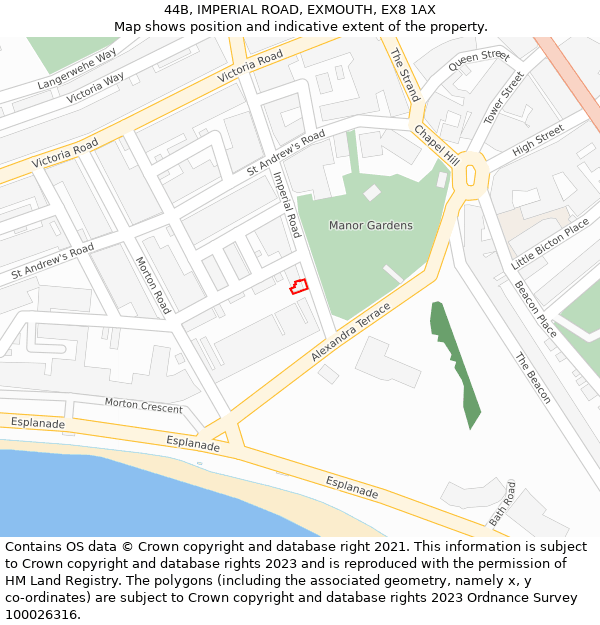 44B, IMPERIAL ROAD, EXMOUTH, EX8 1AX: Location map and indicative extent of plot