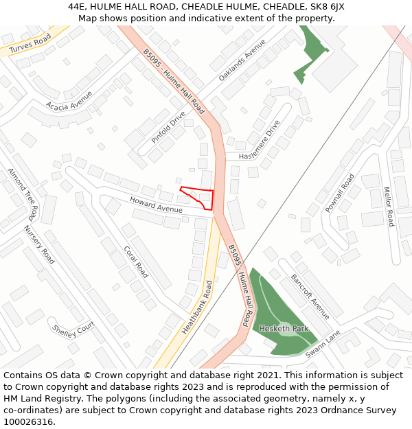 44E, HULME HALL ROAD, CHEADLE HULME, CHEADLE, SK8 6JX: Location map and indicative extent of plot