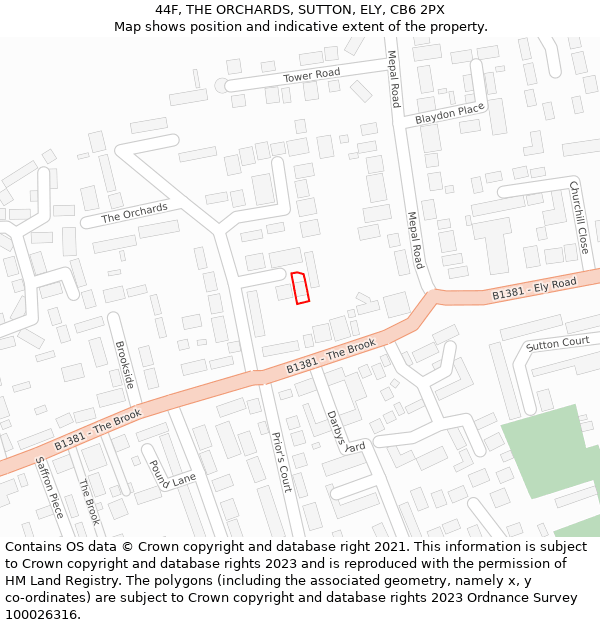 44F, THE ORCHARDS, SUTTON, ELY, CB6 2PX: Location map and indicative extent of plot