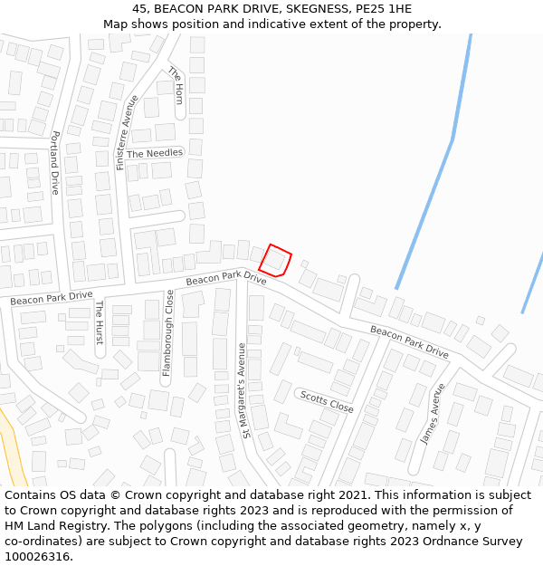 45, BEACON PARK DRIVE, SKEGNESS, PE25 1HE: Location map and indicative extent of plot