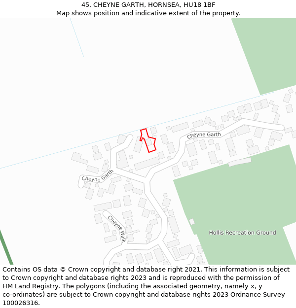 45, CHEYNE GARTH, HORNSEA, HU18 1BF: Location map and indicative extent of plot