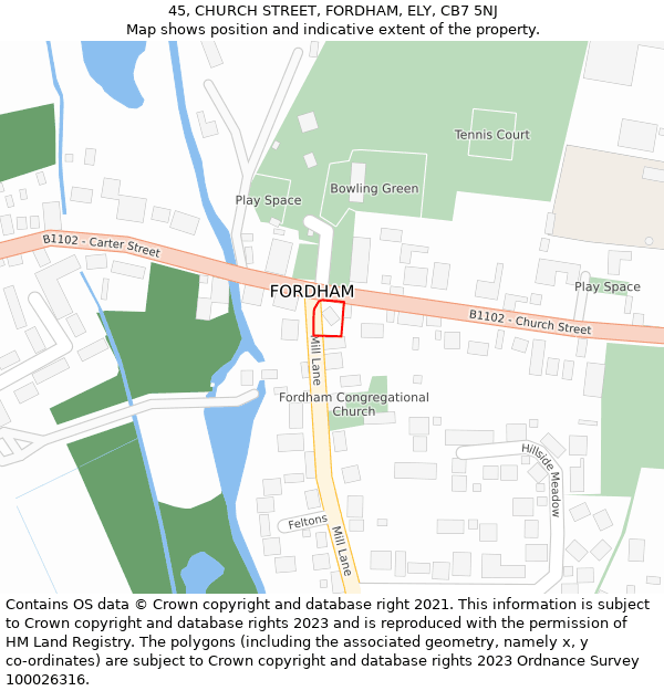 45, CHURCH STREET, FORDHAM, ELY, CB7 5NJ: Location map and indicative extent of plot