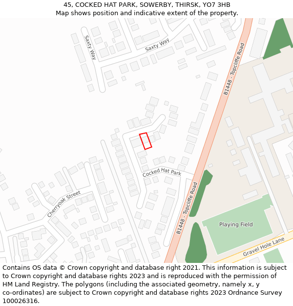 45, COCKED HAT PARK, SOWERBY, THIRSK, YO7 3HB: Location map and indicative extent of plot