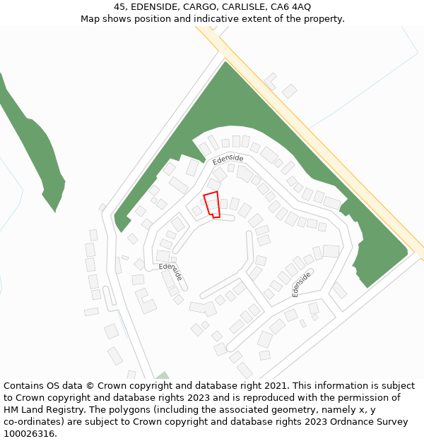 45, EDENSIDE, CARGO, CARLISLE, CA6 4AQ: Location map and indicative extent of plot