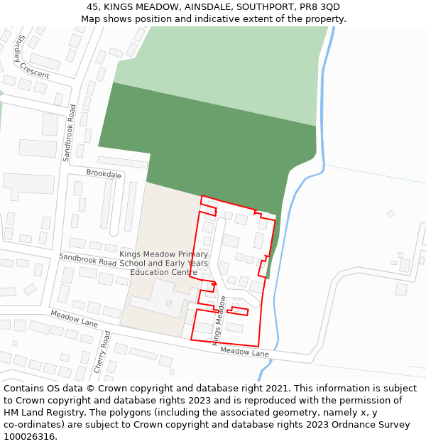 45, KINGS MEADOW, AINSDALE, SOUTHPORT, PR8 3QD: Location map and indicative extent of plot