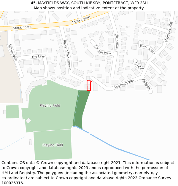 45, MAYFIELDS WAY, SOUTH KIRKBY, PONTEFRACT, WF9 3SH: Location map and indicative extent of plot