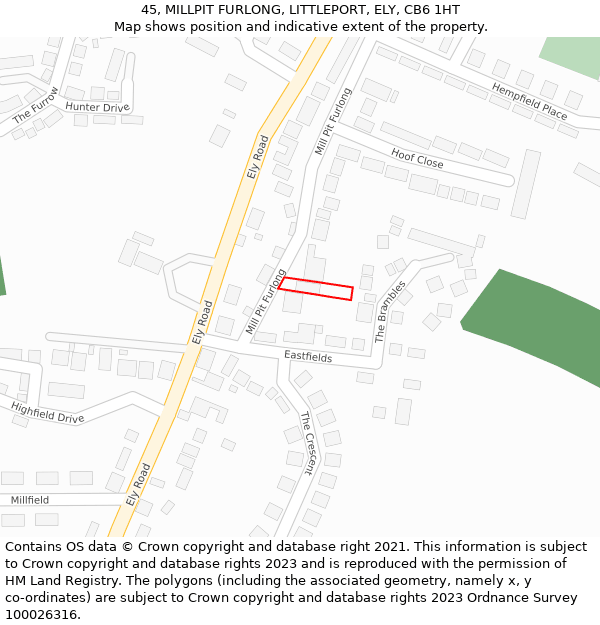 45, MILLPIT FURLONG, LITTLEPORT, ELY, CB6 1HT: Location map and indicative extent of plot